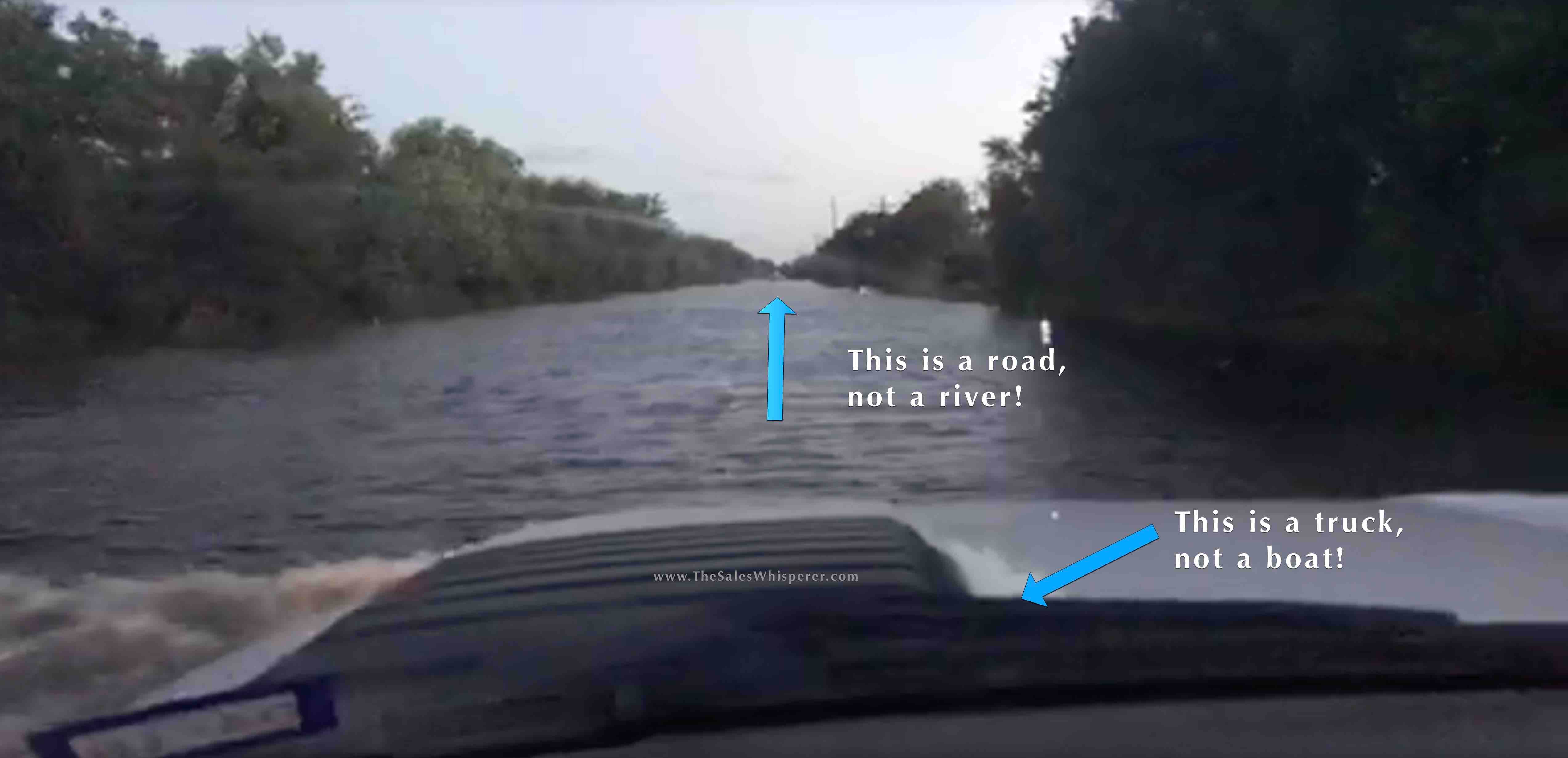 Navigating Hurricane Harvey flood to bring aid.